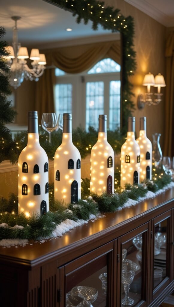 Wine Bottle Christmas Village